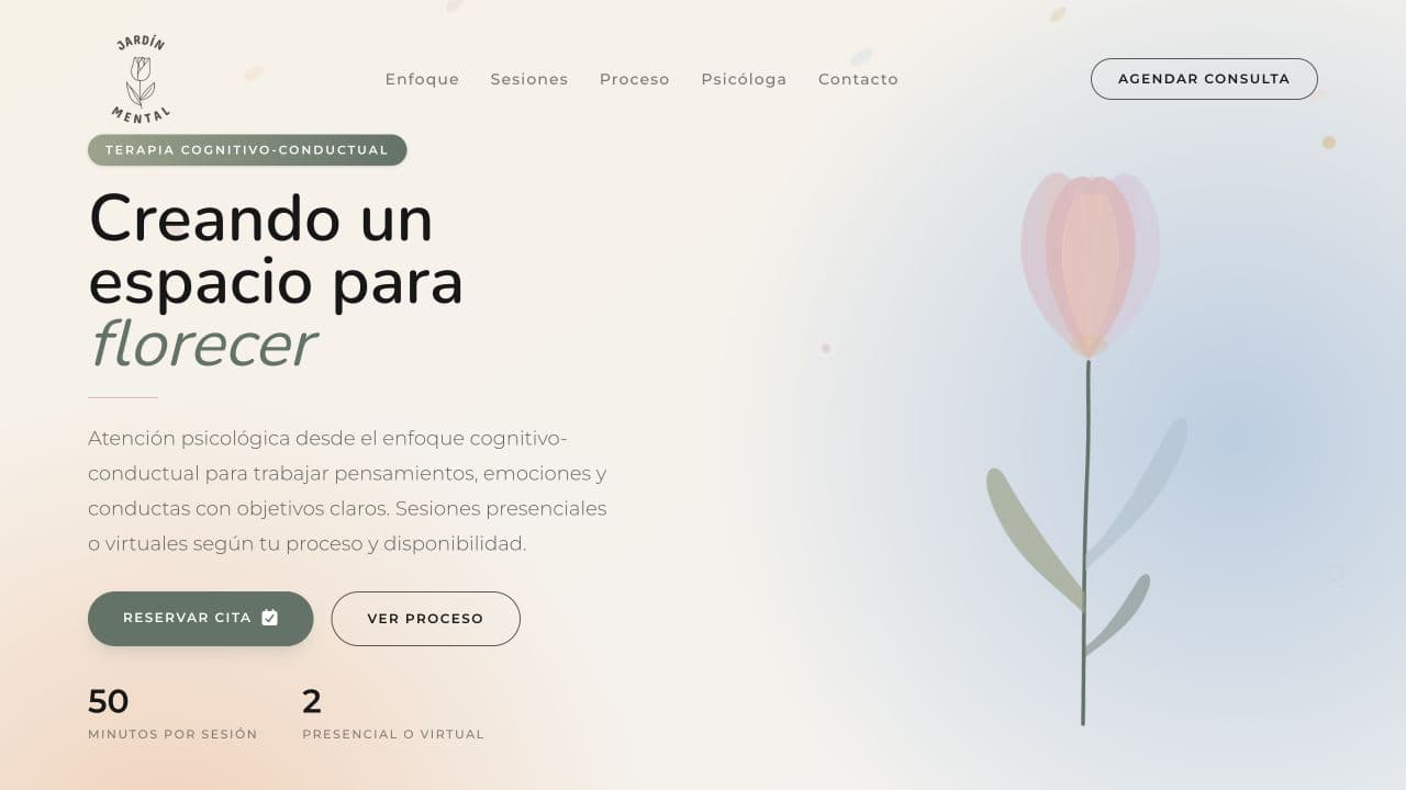 Portada de Jardín Mental con el mensaje Creando un espacio para florecer
